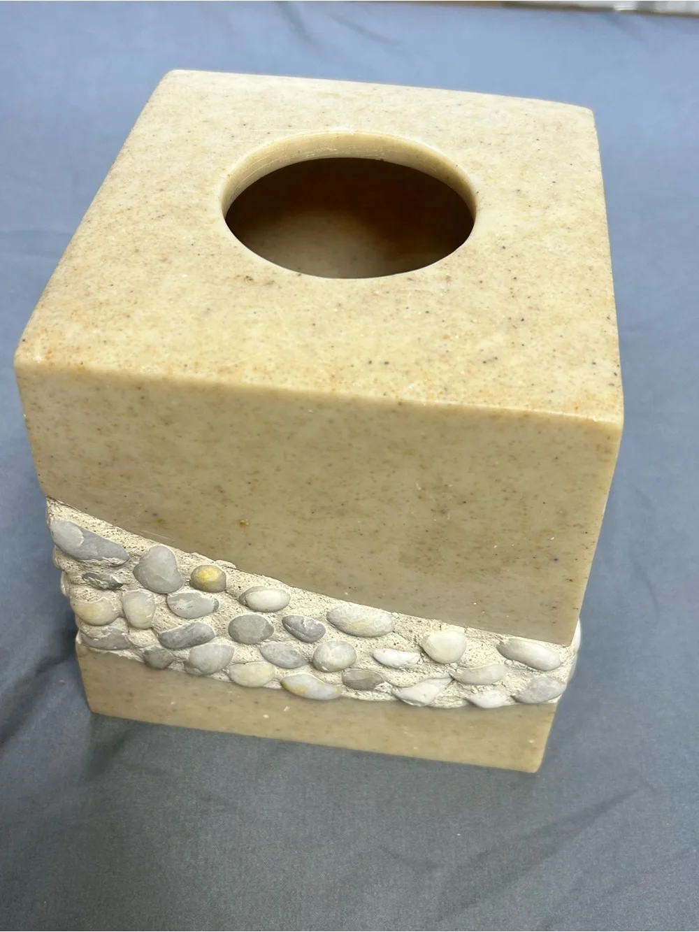 Veratex Really Stone Beige Square Tissue Box Cover Heavy Natural Bathroom Decor